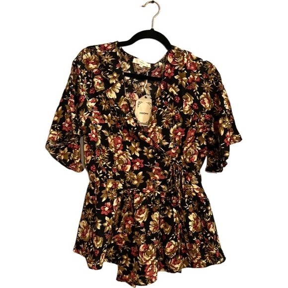 NWT Entro floral wrap blouse  with the tie on the side size small - Picture 1 of 7